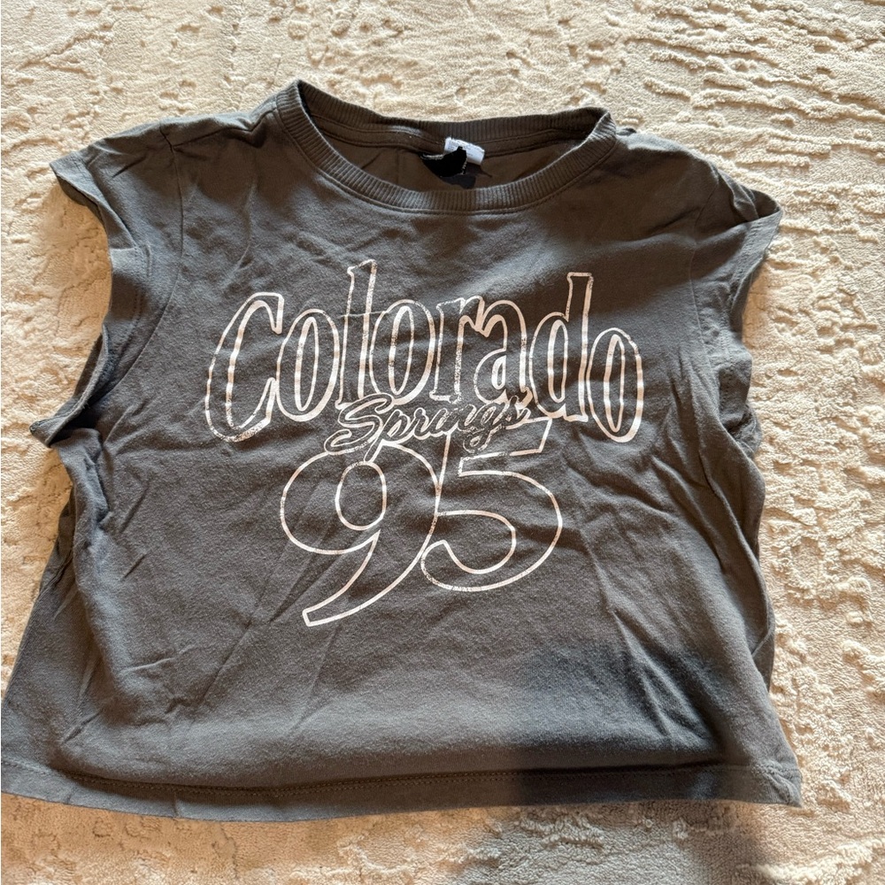 Divided Gray Short Sleeve Tee with Vintage Print